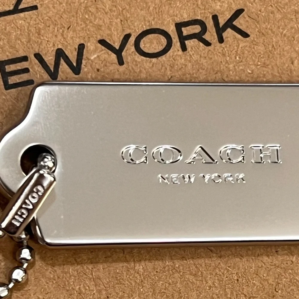 Coach Silver Engraved Dog Tag Keychain